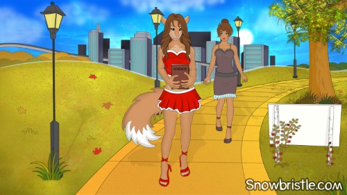 cat girl Jannele walking